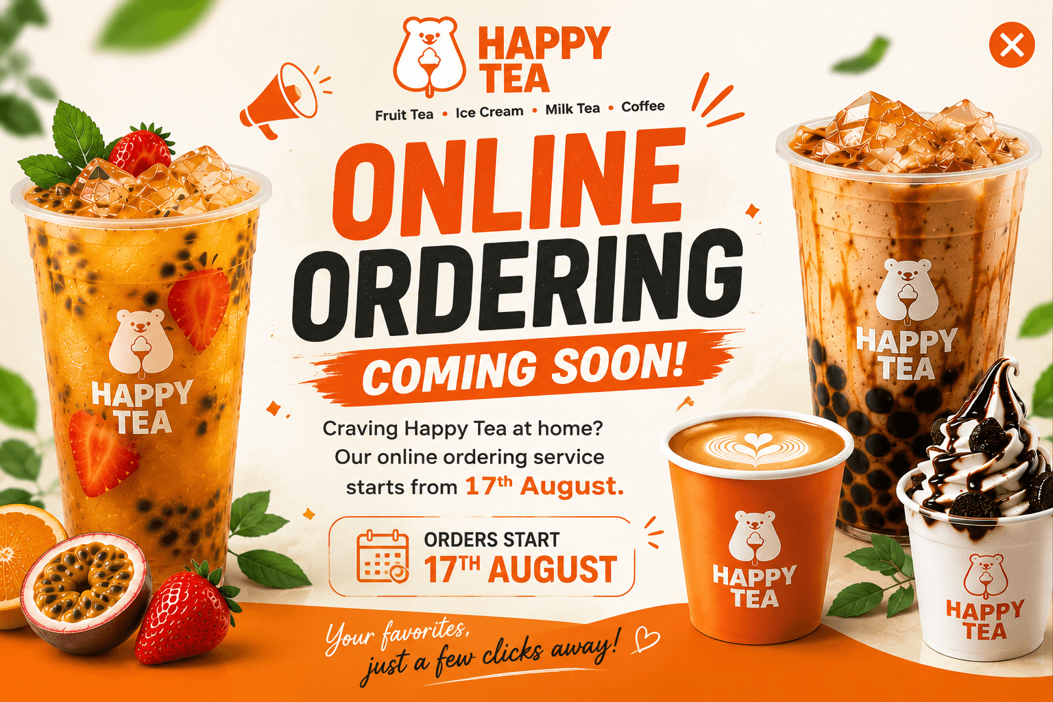 Happy Tea online ordering coming soon — orders start 17th August